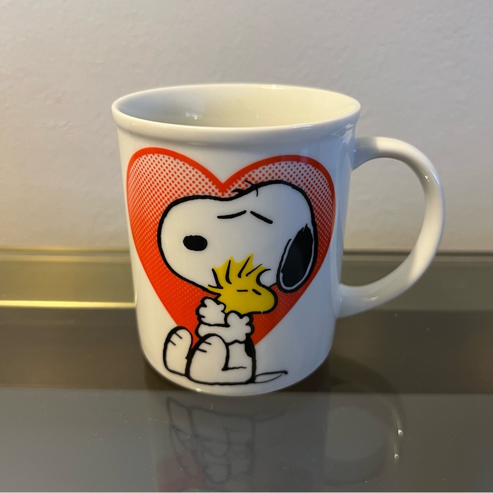 Vintage Peanuts Snoopy & Woodstock Gee Somebody Cares White Mug